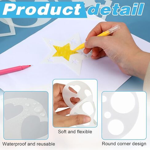 12 PCS Geometric Stencils Shape Stencils Drawing Templates Reusable Hexagon Stencil Square Stencil for Drawing Crafts Art DIY Gifts (White) in Saudi Arabia