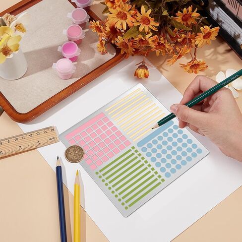 UNICRAFTALE Metal Stencil for Craft Diary Stencil Stainless Steel Reusable Template for Wood Burning Dot Journals Template for Journaling Wood Carving Drawing Engraving Scrapbooking in Saudi Arabia