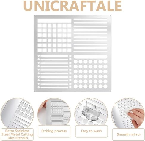 UNICRAFTALE Metal Stencil for Craft Diary Stencil Stainless Steel Reusable Template for Wood Burning Dot Journals Template for Journaling Wood Carving Drawing Engraving Scrapbooking in Saudi Arabia