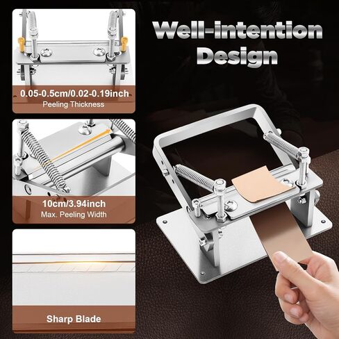 Leather Peeling Machine Manual Skiver Peeler Leathercraft Accessories Stainless Steel Splitter Skiving Paring Machine for Peeling Leather, Peeling Thickness 0.02-0.19in in Saudi Arabia