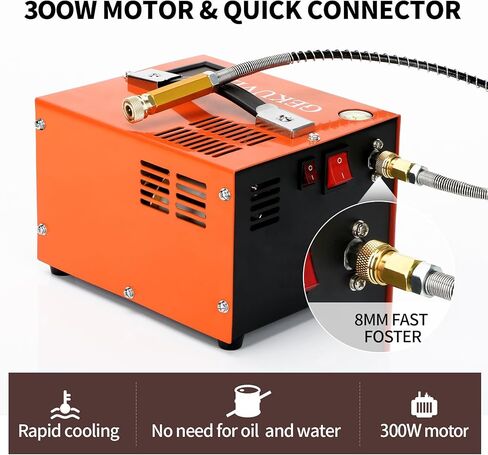Portable PCP Air Compressor, 4500PSI/30MPa Water & Oil-Free,12V DC/110V AC Dual Power with Power Converter, Built-in Cooling Fan, High Pressure Air Pump for Airguns, Paintball Tank in Kuwait