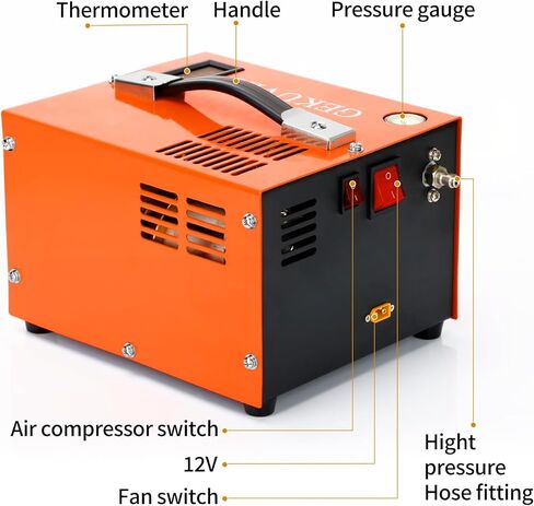 Portable PCP Air Compressor, 4500PSI/30MPa Water & Oil-Free,12V DC/110V AC Dual Power with Power Converter, Built-in Cooling Fan, High Pressure Air Pump for Airguns, Paintball Tank in Kuwait