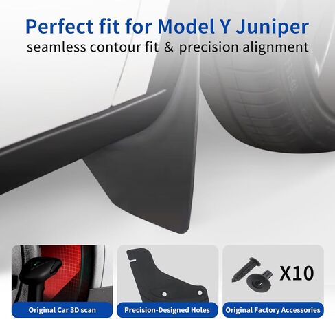 2025 2026 جديد Tesla Model Y Juniper Mud Flaps، واقيات دفقة بدون حفر للعجلات والإطارات، ملحقات خارجية لواقي الطين من جميع الأحوال الجوية للطراز Y Juniper in Kuwait
