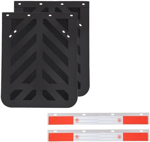Mytee Products Semi Truck Mud Flap & Hanger Kit – 2PK 24"x30" Black Striped Rubber Mud Flaps and 2PK 24"x3" Heavy-Duty Aluminum Hanger Plates with Red & White Reflective Tape in Saudi Arabia