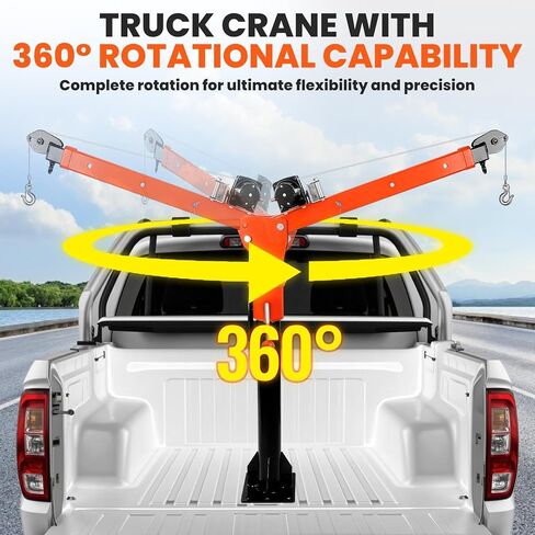 Alloy Steel Crane with 3-Postinon Adjustable Boom, 2000LBS Electric Winch Truck Crane with 360° Swivel, 47-67" L Truck Bed Crane, 110V Jib Crane, Electric Hoist for Pickups Lifting (2000LBS) in Saudi Arabia