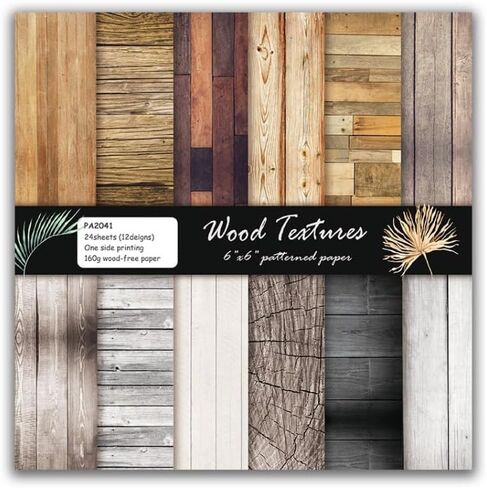 24pcs Wood Scrapbook Paper Pad 6x6, Assorted Pattern Decoupage Cardstock, Single-Sided Vintage Scrapbooking DIY Decorative Cardmaking Supplies in Saudi Arabia