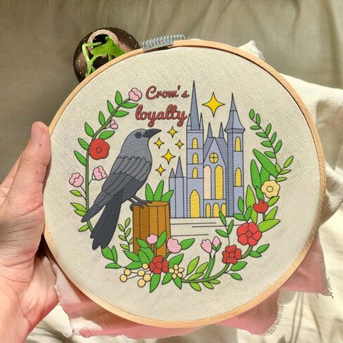 18Pcs Goth Crow Water Soluble Hand Sewing Stabilizers, 8.3"x11.7" Crow Flower Halloween Embroidery Pattern Stabilizer, 4 Sheets Animal Stick and Stitch Embroidery Paper Sticker in Saudi Arabia