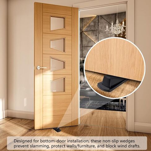 4 Pack Door Stoppers for Bottom - Rubber Door Stops, Non-Slip Safety Door Wedges for Anti-Slam, Windproof Door Holder for Home and Office in Saudi Arabia