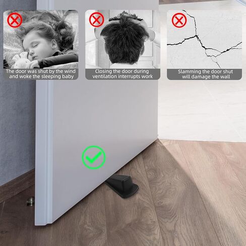 4 Pack Door Stoppers for Bottom - Rubber Door Stops, Non-Slip Safety Door Wedges for Anti-Slam, Windproof Door Holder for Home and Office in Saudi Arabia