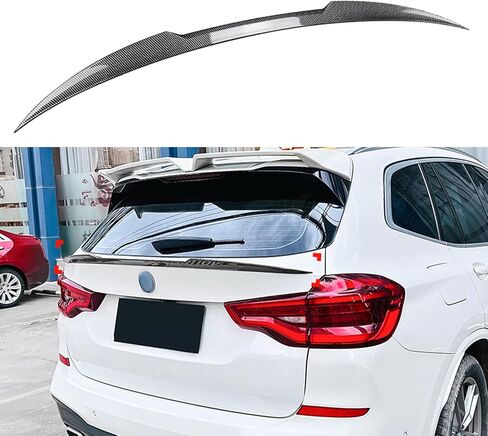 Rear Trunk Spoiler Middle Wing for BMW X3 G01 LCI M Sport 2018-2024 Glossy Black Carbon Fiber Look in Kuwait