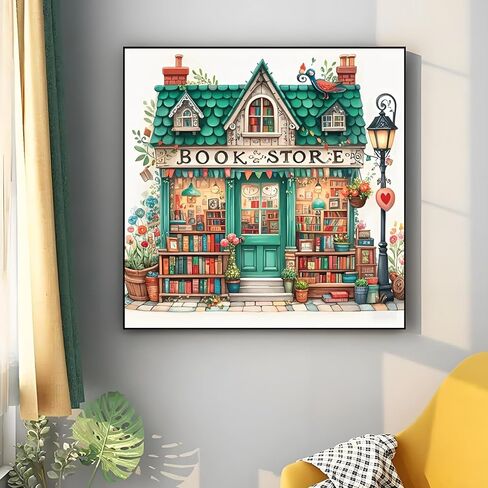 Shouruihua Bookstore Diamond Painting Kits for Adults, Book Diamond Art Painting by Numbers Kits, DIY Diamond Dots Art Kits, Full Round Drill Books Gem Art for Home Wall Decor, 11.8x11.8 inch in Saudi Arabia