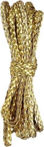 Flat Braided Leather Cord 5mm Braided Cording 5m Gold Leather Craft Strip for Jewelry Making, Necklaces, Bracelets, Belt, 16.4ft in Saudi Arabia