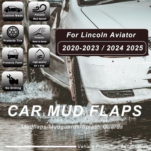 4Pcs Mudguard No Drill Mud Flaps Compatible with Lincoln Aviator 2020-2025 Mudflaps All Weather Protection Car Front and Rear Tire Exterior Splash Guards Accessories with Hardware Acc(Size:2024-2025) in Saudi Arabia