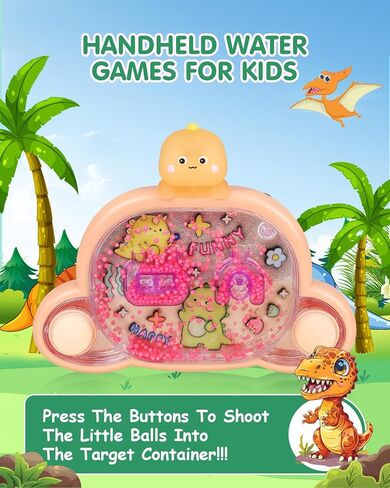 Handheld Water Game with Light - Unicorn & Dinosaur Toys - Water Ball Target Toy for Kids Ages 3+, Retro Fidget, Screen-Free Car Travel Game, Road Trip, Airplane, Portable Autism Gift in Saudi Arabia