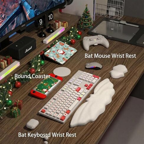 Halloween Bat Wrist Rest Keyboard, Arm Rest Set with Non-Slip PU Base, Keyboard Wrist Rest Ergonomic Memory Foam for Keyboard and Mouse Hand Cushion(Black Bat) in Kuwait