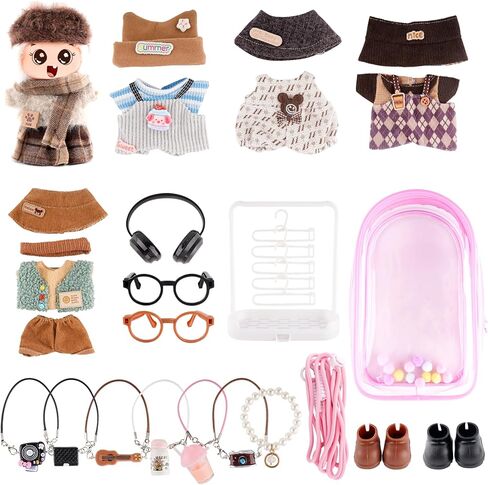 5-Pack Clothes Set for 17cm Labubu Doll Clothes Collection with Accessories Set Christmas Doll Clothes Set Santa Stylish Outfit for Christmas Dressed up in Saudi Arabia