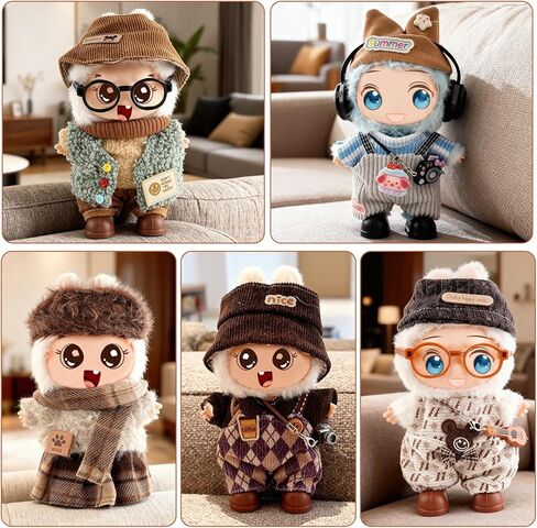 5-Pack Clothes Set for 17cm Labubu Doll Clothes Collection with Accessories Set Christmas Doll Clothes Set Santa Stylish Outfit for Christmas Dressed up in Saudi Arabia