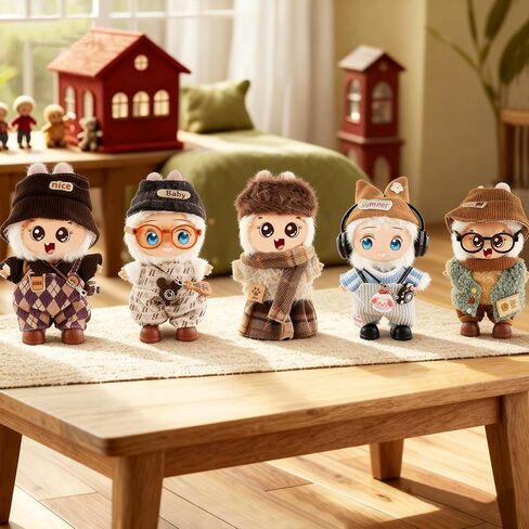 5-Pack Clothes Set for 17cm Labubu Doll Clothes Collection with Accessories Set Christmas Doll Clothes Set Santa Stylish Outfit for Christmas Dressed up in Saudi Arabia