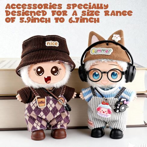 5-Pack Clothes Set for 17cm Labubu Doll Clothes Collection with Accessories Set Christmas Doll Clothes Set Santa Stylish Outfit for Christmas Dressed up in Saudi Arabia