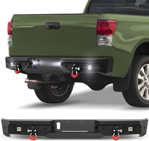 المصد الخلفي الخلفي من Tundra مع أضواء لسيارة Toyota Tundra 2014-2021، 2014 2015 2016 2017 2018 2019 2020 2021 المصد الخلفي الفولاذي لشاحنة Tundra مع مصابيح LED، حلقات على شكل حرف D in Kuwait