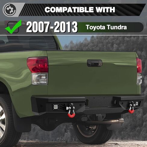 المصد الخلفي الخلفي من Tundra مع أضواء لسيارة Toyota Tundra 2014-2021، 2014 2015 2016 2017 2018 2019 2020 2021 المصد الخلفي الفولاذي لشاحنة Tundra مع مصابيح LED، حلقات على شكل حرف D in Kuwait