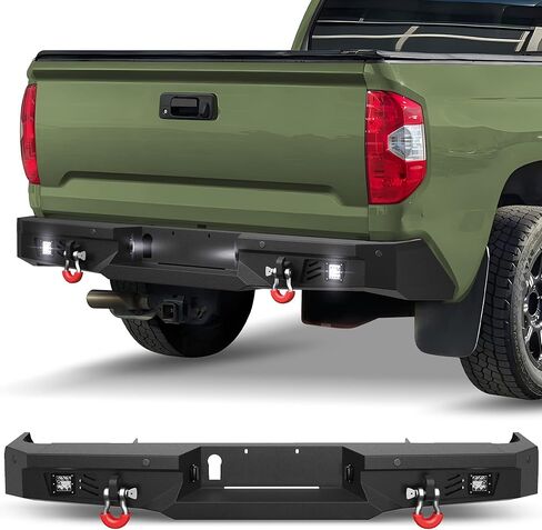 المصد الخلفي الخلفي من Tundra مع أضواء لسيارة Toyota Tundra 2014-2021، 2014 2015 2016 2017 2018 2019 2020 2021 المصد الخلفي الفولاذي لشاحنة Tundra مع مصابيح LED، حلقات على شكل حرف D in Kuwait