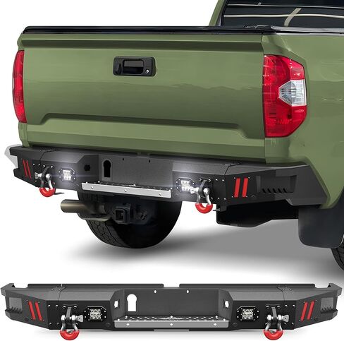 المصد الخلفي الخلفي من Tundra مع أضواء لسيارة Toyota Tundra 2014-2021، 2014 2015 2016 2017 2018 2019 2020 2021 المصد الخلفي الفولاذي لشاحنة Tundra مع مصابيح LED، حلقات على شكل حرف D in Kuwait