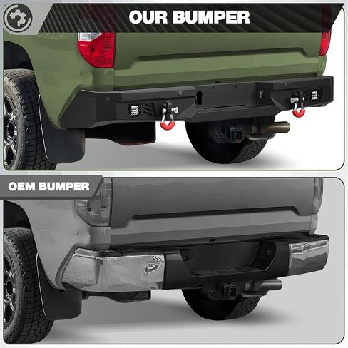 المصد الخلفي الخلفي من Tundra مع أضواء لسيارة Toyota Tundra 2014-2021، 2014 2015 2016 2017 2018 2019 2020 2021 المصد الخلفي الفولاذي لشاحنة Tundra مع مصابيح LED، حلقات على شكل حرف D in Kuwait