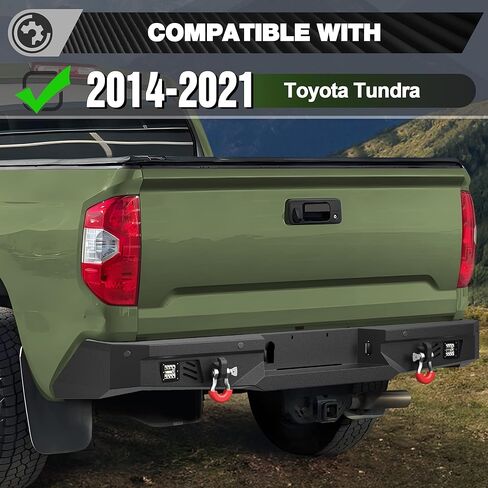 المصد الخلفي الخلفي من Tundra مع أضواء لسيارة Toyota Tundra 2014-2021، 2014 2015 2016 2017 2018 2019 2020 2021 المصد الخلفي الفولاذي لشاحنة Tundra مع مصابيح LED، حلقات على شكل حرف D in Kuwait