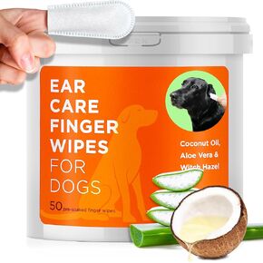 Dental Care Finger Wipes for Dogs - Dog Dental Teeth Cleaning Wipes for Dogs- Pre-Soaked Oral Cleaning Pads- Reduces Plaque, Tartar & Freshen Breath - 50 Disposable Wipes in Saudi Arabia