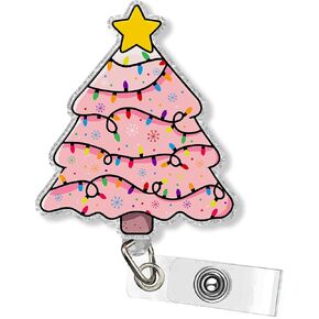 بكرة شارة عيد الميلاد - حامل شارة هوية قابل للسحب للعطلات مع مشبك تمساح وسلك نايلون 24 بوصة - هدايا لطيفة للممرضة RN CNA LPN والمعلم (راكون عيد الميلاد) in Kuwait