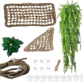 Bearded Dragon Tank Hammock,Natural Seagrass Reptile Lounger Hammocks Decor Flexible Leaves Jungle Climber Vines Habitat Accessories for Lizard Chameleon Gecko Snakes(5 PCS) in Saudi Arabia