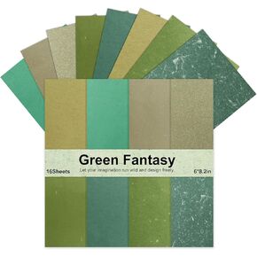 16 Sheets Green Spring Scrapbook Paper Pad - 6x8.2in Textured Cardstock, Vintage Decorative Patterned for Scrapbooking, Journaling, DIY Crafts, Scrap Book Paper Sheets, Junk Journals Decoration in Saudi Arabia