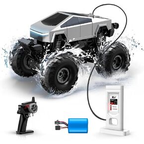 شاحنة مونستر بجهاز تحكم عن بعد مع قاعدة شحن، سيارة برمائية تعمل بالتحكم عن بعد 1:18 رباعية الدفع - دوران 360 درجة ووقوف بنقرة واحدة، لعبة مقاومة للماء على الطرق الوعرة بتردد 2.4 جيجا هرتز للأطفال الأولاد في أعياد الميلاد بعمر 6 سنوات فما فوق in Kuwait