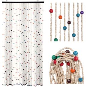 الخيزران مطرز الستار بوهو حبة الستار 52 فروع 35.4x74.8 بوصة الخشب الطبيعي الباب حبة الستار اليدوية للمدخل شنقا الباب الخرز غرفة مقسم ديكور المنزل in Kuwait