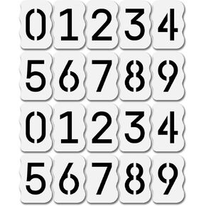 4 Inch Number Stencils Set - Complete Set with All Numbers, Durable & Reusable Soft Serif Font Stencil for Concrete, Metal, DIY, and Industrial Use - Includes 2 of Each Character (20-Piece) in Saudi Arabia