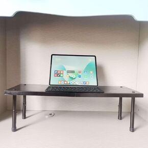 Black desktop monitor stand, comfortable lifting, computer storage, mobile phone, tablet, headphones, gaming, home appliances, office supplies in Saudi Arabia