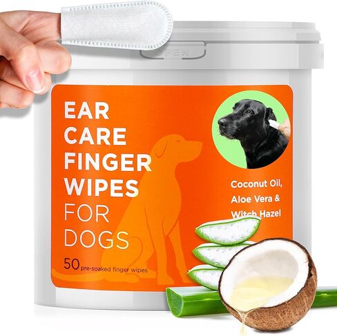 Dental Care Finger Wipes for Dogs - Dog Dental Teeth Cleaning Wipes for Dogs- Pre-Soaked Oral Cleaning Pads- Reduces Plaque, Tartar & Freshen Breath - 50 Disposable Wipes in Saudi Arabia