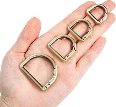 16 قطعة من خطافات المفاتيح الربيعية على شكل حرف D، 4 مقاسات من حلقات المفاتيح المعدنية، أبازيم حلقية زنبركية لحقيبة الظهر وحزام المحفظة ومشبك سلسلة المفاتيح (فضي) in Kuwait