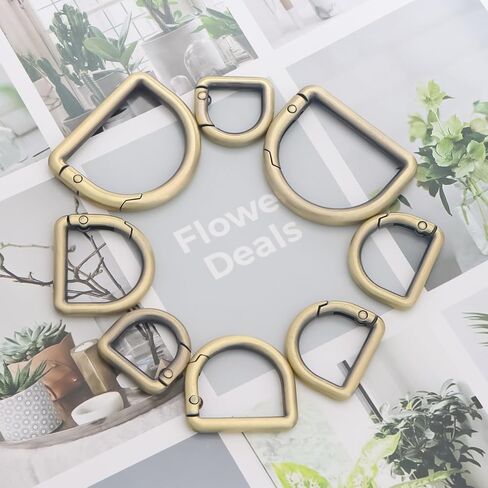 16 قطعة من خطافات المفاتيح الربيعية على شكل حرف D، 4 مقاسات من حلقات المفاتيح المعدنية، أبازيم حلقية زنبركية لحقيبة الظهر وحزام المحفظة ومشبك سلسلة المفاتيح (فضي) in Kuwait