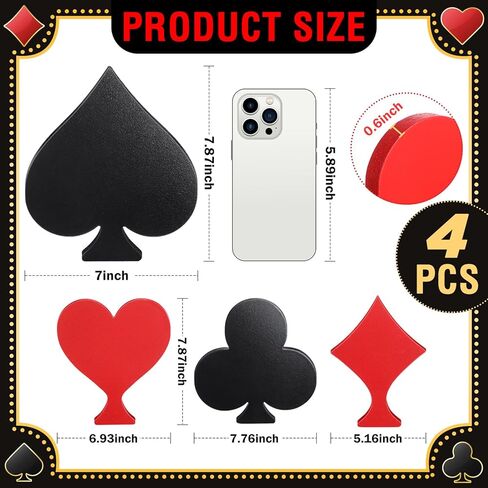 4 Pcs Casino Party Decoration 7.87 Inch Poker Table Signs Poker Night Table Centerpieces Wooden Night Party Decorations for Housewarming Bar Birthday Supplies in Saudi Arabia