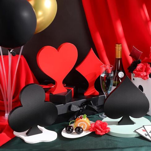 4 Pcs Casino Party Decoration 7.87 Inch Poker Table Signs Poker Night Table Centerpieces Wooden Night Party Decorations for Housewarming Bar Birthday Supplies in Saudi Arabia