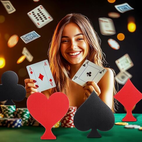 4 Pcs Casino Party Decoration 7.87 Inch Poker Table Signs Poker Night Table Centerpieces Wooden Night Party Decorations for Housewarming Bar Birthday Supplies in Saudi Arabia