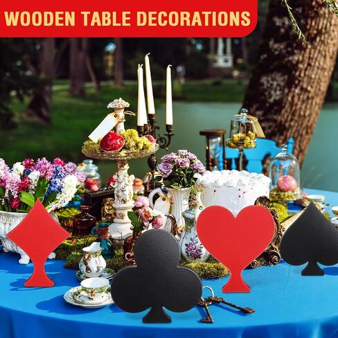 4 Pcs Casino Party Decoration 7.87 Inch Poker Table Signs Poker Night Table Centerpieces Wooden Night Party Decorations for Housewarming Bar Birthday Supplies in Saudi Arabia