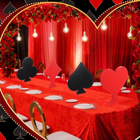 4 Pcs Casino Party Decoration 7.87 Inch Poker Table Signs Poker Night Table Centerpieces Wooden Night Party Decorations for Housewarming Bar Birthday Supplies in Saudi Arabia