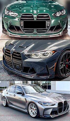 طقم فاصل الشفاه الأمامي من ألياف الكربون M طراز الأداء 3 قطعة متوافق مع 2021-2024 BMW G80 M3 G82 G83 M4 جميع الموديلات in Saudi Arabia