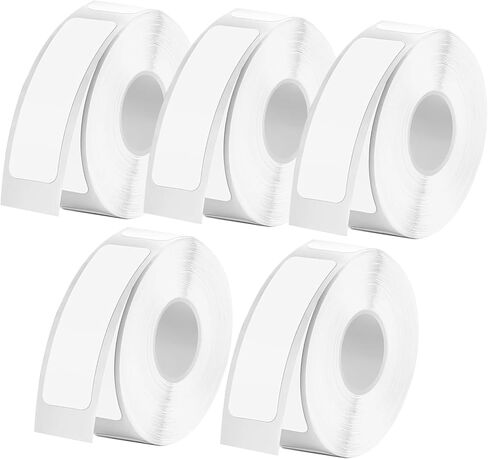 شريط ملصقات D30، 5 لفات 12 × 40 مم ورق ملصقات حراري أبيض لصانع طابعة ملصقات Phomemo D30 استبدال شريط إعادة ملء ملصقات Print Master D30 12 مم × 40 مم (0.47 × 1.57 بوصة) أبيض in Kuwait