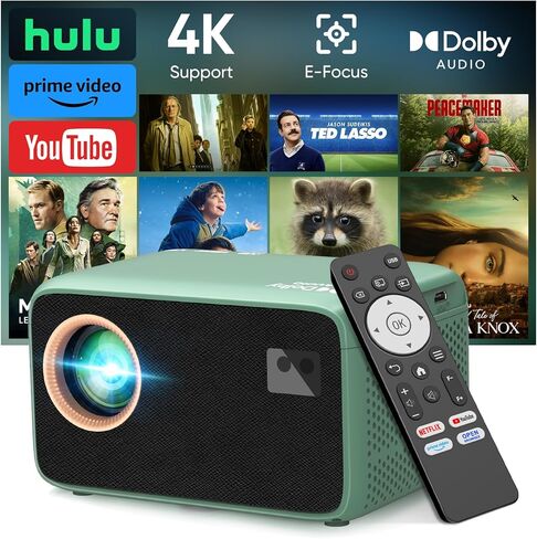 TMY 4K WiFi Bluetooth Projector, 200 ANSI, Green, LCD, HDMI/USB/Bluetooth, Movie Projector for Phone/TV Stick/Laptop/DVD/PS5, Portable, Home Cinema/Gaming in Kuwait