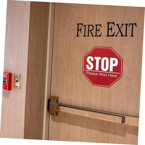 Kisangel 5 Sheets Stop Please Wait Here Sign Public Safety Sign Social Distancing Awareness Sign Floor Stickers Graphic Floor Marker Vinyl Deca for Work Place Red in Kuwait