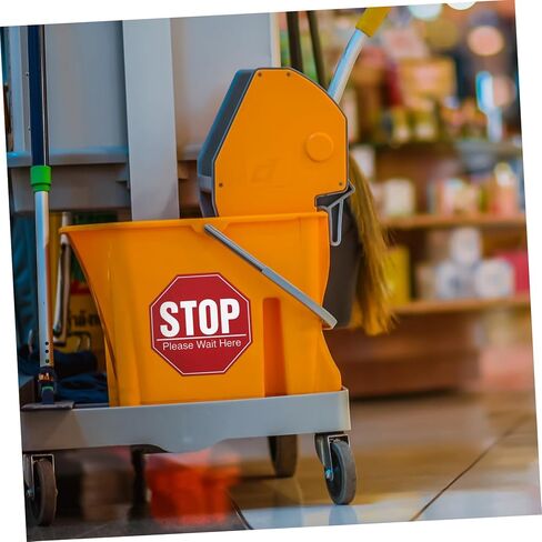 Kisangel 5 Sheets Stop Please Wait Here Sign Public Safety Sign Social Distancing Awareness Sign Floor Stickers Graphic Floor Marker Vinyl Deca for Work Place Red in Kuwait